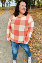 Load image into Gallery viewer, Give You Joy Rust Checker Plaid French Terry Top
