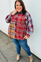 Load image into Gallery viewer, Terracotta &amp; Mustard Plaid Color Block Babydoll Top
