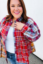 Load image into Gallery viewer, Terracotta &amp; Mustard Plaid Color Block Babydoll Top
