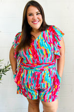 Load image into Gallery viewer, Feeling Bold Fuchsia Abstract Print Smocked Waist Flutter Sleeve Romper
