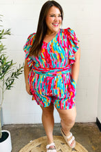 Load image into Gallery viewer, Feeling Bold Fuchsia Abstract Print Smocked Waist Flutter Sleeve Romper
