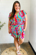 Load image into Gallery viewer, Feeling Bold Fuchsia Abstract Print Smocked Waist Flutter Sleeve Romper
