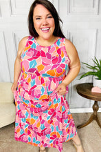 Load image into Gallery viewer, Hello Beautiful Fuchsia Abstract Floral Fit &amp; Flare Maxi Dress
