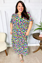 Load image into Gallery viewer, All For You Navy Multicolor Abstract Print Smocked Waist Maxi Dress
