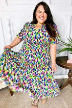 Load image into Gallery viewer, All For You Navy Multicolor Abstract Print Smocked Waist Maxi Dress
