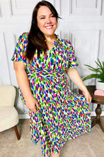 Load image into Gallery viewer, All For You Navy Multicolor Abstract Print Smocked Waist Maxi Dress
