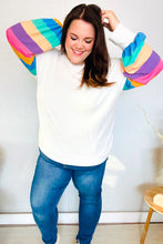 Load image into Gallery viewer, Stand Out Cream Stripe Drop Shoulder Hacci Knit Pullover
