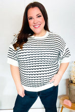 Load image into Gallery viewer, You&#39;ve Got This Ivory &amp; Black Wavy Stripe Pattern Sweater Top
