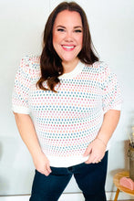 Load image into Gallery viewer, Spread Joy Ivory &amp; Multicolor Jacquard Bubble Sleeve Sweater

