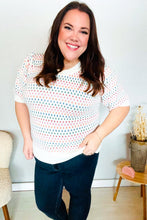 Load image into Gallery viewer, Spread Joy Ivory &amp; Multicolor Jacquard Bubble Sleeve Sweater
