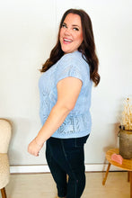 Load image into Gallery viewer, The Perfect Find Sky Blue Dolman Short Sleeve Crochet Sweater Top
