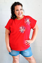 Load image into Gallery viewer, Light Me Up Red Sequin Firework Dolman Top
