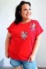 Load image into Gallery viewer, Light Me Up Red Sequin Firework Dolman Top
