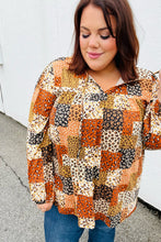 Load image into Gallery viewer, Rust &amp; Taupe Multi Leopard Patchwork Tie String Top
