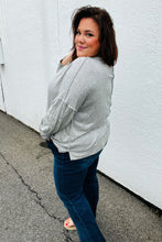 Load image into Gallery viewer, Heather Grey Drop Shoulder Bubble Sleeve Outseam Top
