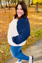 Load image into Gallery viewer, Seize The Day Navy &amp; Taupe Quarter Zip Sherpa Pullover
