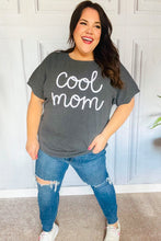 Load image into Gallery viewer, Take A Bow Charcoal &quot;Cool Mom&quot; Embroidery Pop-Up Rib Dolman Top
