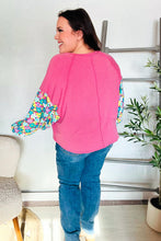 Load image into Gallery viewer, Lock Eyes Pink &amp; Floral Bubble Sleeve French Terry Pullover

