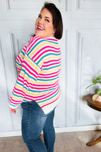 Load image into Gallery viewer, Bold &amp; Sassy Fuchsia Multi Stripe Pullover Sweater
