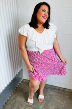 Load image into Gallery viewer, Fuchsia Leopard Two Fer Ruffle V Neck Woven Dress
