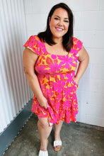 Load image into Gallery viewer, Fuchsia &amp; Orange Tropical Floral Square Neck Dress
