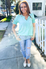 Load image into Gallery viewer, Elegant You Lilac Notched Neck Smocked Short Sleeve Blouse

