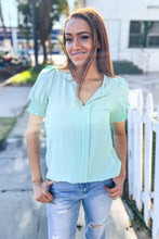Load image into Gallery viewer, Elegant You Lilac Notched Neck Smocked Short Sleeve Blouse

