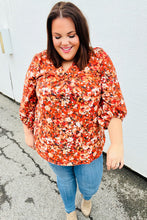 Load image into Gallery viewer, Rust Floral Print V Neck Woven Top
