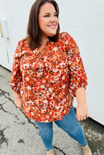 Load image into Gallery viewer, Rust Floral Print V Neck Woven Top
