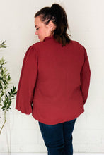 Load image into Gallery viewer, Feeling Femme Off Burgundy Frilled Edge V Neck Tie Top
