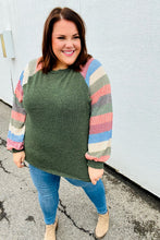 Load image into Gallery viewer, Carry On Forest Green Stripe Textured Knit Top
