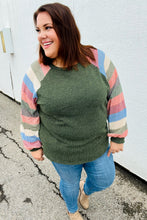 Load image into Gallery viewer, Carry On Forest Green Stripe Textured Knit Top

