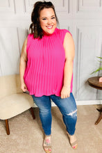 Load image into Gallery viewer, Sweet New Days Fuchsia Smocked Neck Pleated Sleeveless Top
