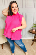 Load image into Gallery viewer, Sweet New Days Fuchsia Smocked Neck Pleated Sleeveless Top
