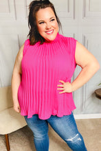 Load image into Gallery viewer, Sweet New Days Fuchsia Smocked Neck Pleated Sleeveless Top
