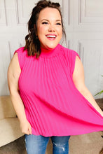 Load image into Gallery viewer, Sweet New Days Fuchsia Smocked Neck Pleated Sleeveless Top
