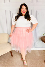 Load image into Gallery viewer, Feeling Femme&#39; Blush Asymmetric Tiered Tulle Midi Skirt
