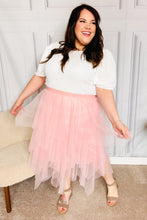 Load image into Gallery viewer, Feeling Femme&#39; Blush Asymmetric Tiered Tulle Midi Skirt
