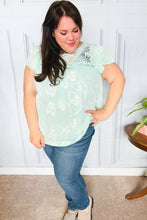 Load image into Gallery viewer, Lovely In Aqua Embroidered Flutter Sleeve Woven Top
