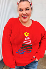 Load image into Gallery viewer, All I Want Red Christmas Tree Lurex Embroidery Sweater
