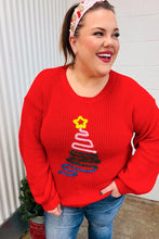 Load image into Gallery viewer, All I Want Red Christmas Tree Lurex Embroidery Sweater
