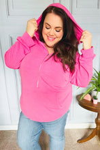 Load image into Gallery viewer, Ready to Relax Hot Pink Half Zip French Terry Hoodie
