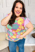 Load image into Gallery viewer, Feeling Playful Fuchsia Floral Textured Ruffle Sleeve Top
