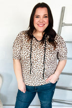 Load image into Gallery viewer, Everyday Animal Print Collar Notch Front Tie Knit Top
