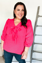 Load image into Gallery viewer, Stay With Me Pink V Neck Ribbon Bow Babydoll Woven Blouse
