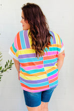 Load image into Gallery viewer, Sieze The Day Rainbow Striped V Neck Drop Shoulder Thermal Knit Top
