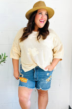 Load image into Gallery viewer, Feel Charming Oatmeal Floral Netted Crochet 3/4 Sleeve Sweater Top
