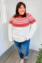 Load image into Gallery viewer, Feeling Festive Ivory &amp; Red Fair Isle Mock Neck Sweater
