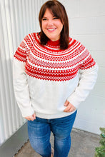 Load image into Gallery viewer, Feeling Festive Ivory &amp; Red Fair Isle Mock Neck Sweater
