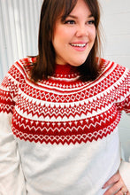 Load image into Gallery viewer, Feeling Festive Ivory &amp; Red Fair Isle Mock Neck Sweater
